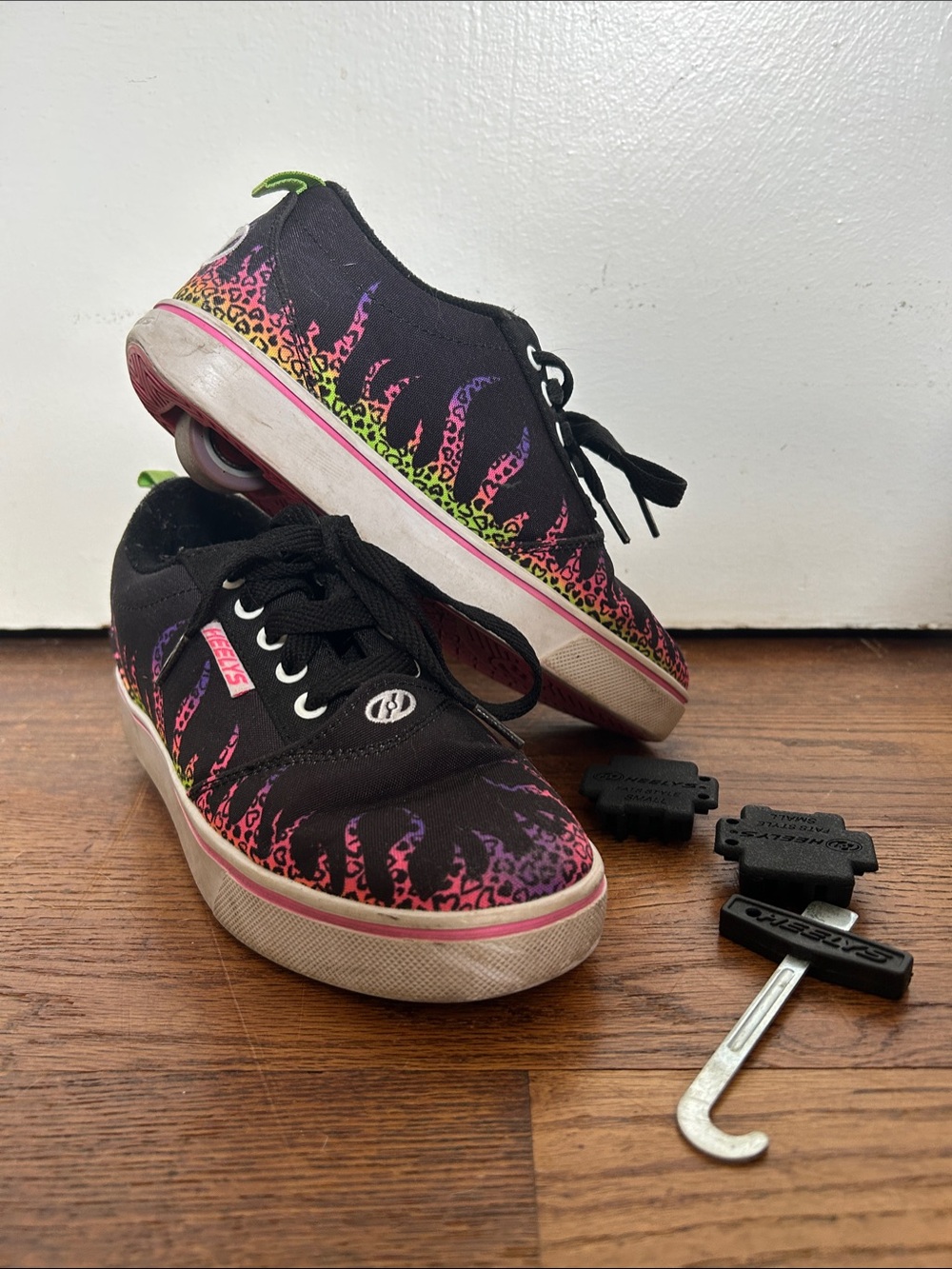Heelys Kids Black Skate Sneakers with Pink, Purple & Neon Green Accents